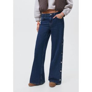 MANGO TEEN high waist wide leg jeans dark blue denim