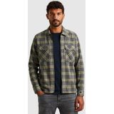 Cast Iron Heren overhemd lange mouw grijs (Maat: S) - Ruit