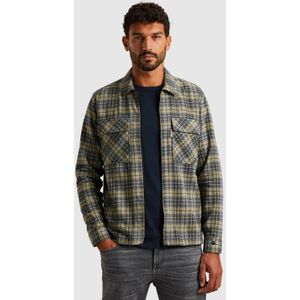 Cast Iron Heren overhemd lange mouw grijs (Maat: S) - Ruit