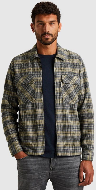 Cast Iron Heren overhemd lange mouw grijs (Maat: S) - Ruit