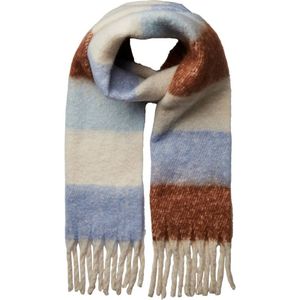 PIECES geruite sjaal met franjes PCSOMMER blauw/bruin/ecru