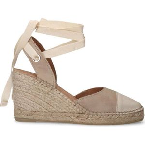 Manfield leren espadrilles beige