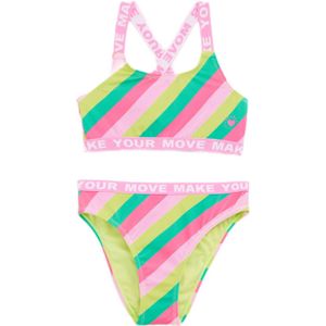 WE Fashion crop bikini roze/geel/turquoise