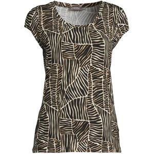 Geisha top met all over print zwart/beige/ecru