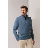 State of Art Heren trui met rits blauw (Maat: S) - Mélange - Halslijn: Opstaande kraag met rits,