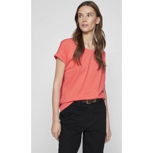VILA T-shirt koraalrood