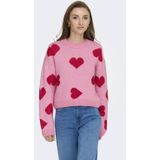 Only - Onlhappie Ls Pullover - Wild Rose/Salsa Mela - Damestrui