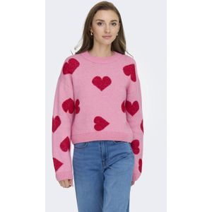 Only - Onlhappie Ls Pullover - Wild Rose/Salsa Mela - Damestrui