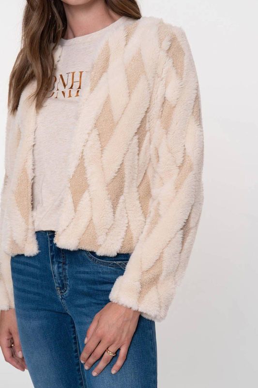 Geisha - 55885 - Jas - Ecru - Luxe Ruitpatroon - Dames