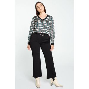 Cassis cropped flared pantalon zwart