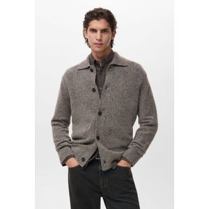 Mango Man vest met wol fijn gebreid grijsbruin