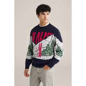 WE Fashion - Slim Fit Trui - Marineblauw