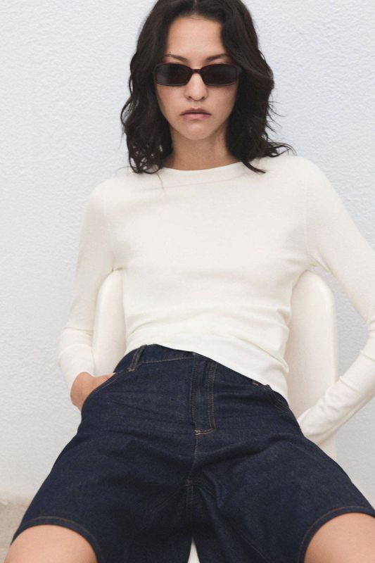 MANGO - RIRA - Trui - Ecru - Slanke Pasvorm - Lange Mouw