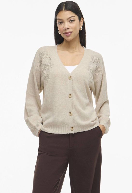 VILA gebreid vest beige