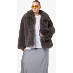 NOISY MAY Curve faux fur jas antraciet
