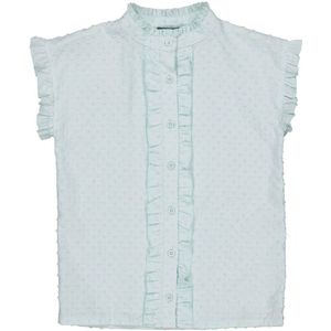 LEVV blouse LDJENN met all over print en ruches lichtblauw