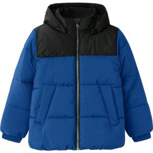 NAME IT KIDS gewatteerde winterjas NKMMORNING hardblauw/zwart