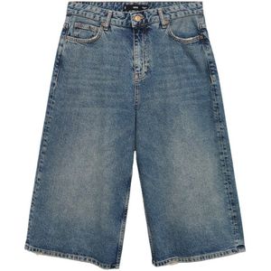 Mango wide leg short medium blue denim