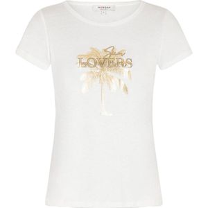 Morgan T-shirt met printopdruk ecru/goud