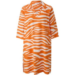 s.Oliver jurk met linnen en zebraprint oranje/ wit