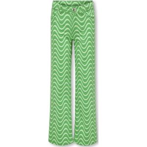 KIDS ONLY GIRL wide leg broek KOGAGNETE met all over print felgroen/lichtgroen