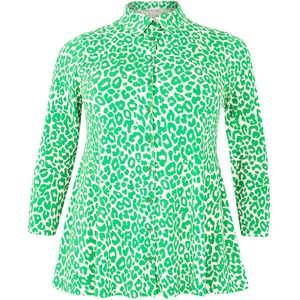 Yoek blouse met dierenprint groen