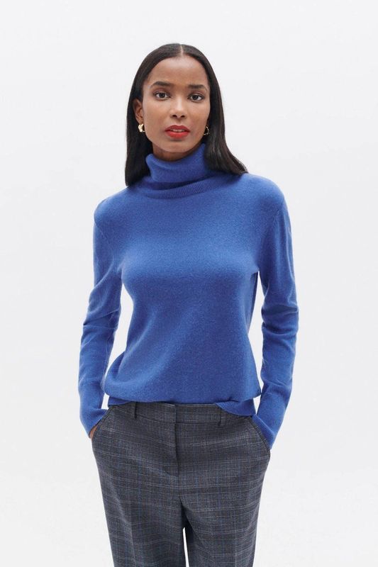 Caroll coltrui van kasjmier blauw fijn gebreid