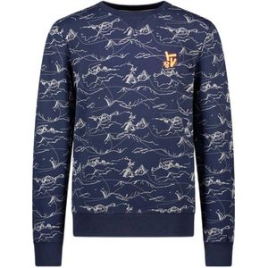 TYGO & vito sweater Jesse met all over print donkerblauw