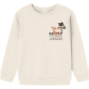 NAME IT KIDS sweater NKMOPUTER met backprint lichtzand