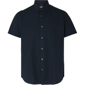 SELECTED HOMME linnen casual overhemd donkerblauw