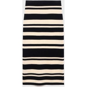 Mango gestreepte midi rok gebreid zwart