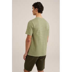 WE Fashion gestreept T-shirt met jacquard moss green