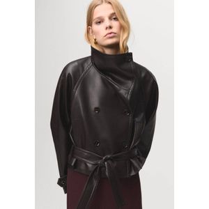 Mango imitatieleren jack donkerbruin