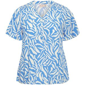 Simple Wish blousetop met all over print blauw/wit