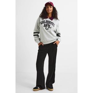 Colourful Rebel wide leg regular waist casual broek zwart met glitter