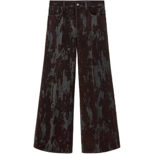 Mango wide leg jeans donkerbruin