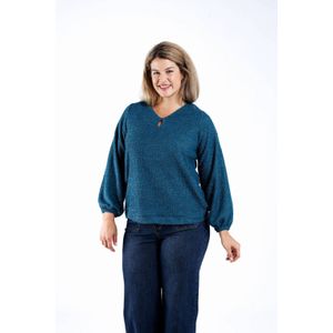 Paprika pullover petrol met glitter