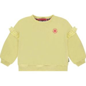 Stains&Stories sweater met printopdruk en ruches lichtgeel/roze