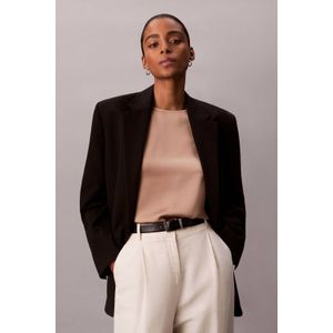 Calvin Klein - Top - Beige - Korte Mouwen - Satijn