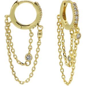 KARMA Jewelry gold plated oorbellen Double Chain