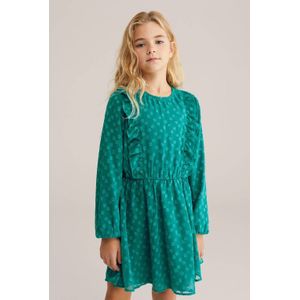 WE Fashion midi jurk met stippen groen