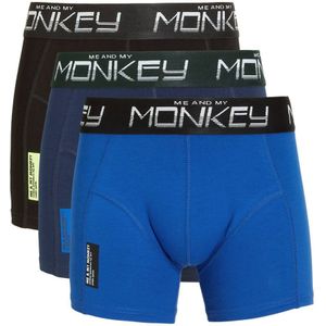 Me & My Monkey boxershort - set van 3 blauw/zwart/donkerblauw