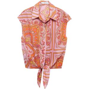 Mango blouse met paisleyprint roze/oranje