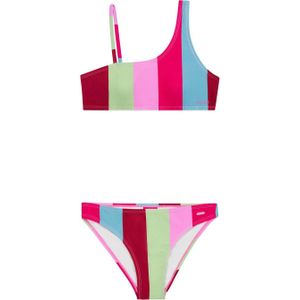 Protest one shoulder bikini PRTFEE JR roze/blauw/groen