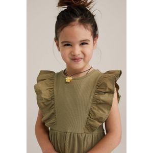 WE Fashion korte jurk rib gebreid kaki