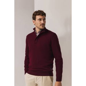 State of Art - Trui - Bordeauxrood - Met Halve Rits en Nylon Details
