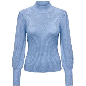 ONLY ribgebreide trui ONLKATIA met plooien lichtblauw