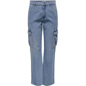 ONLY high waist cargo jeans ONLRILEY medium blue denim