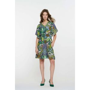 Geisha - Korte Jurk - Groen - V-hals - Korte Mouwen