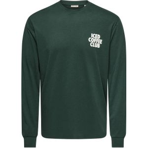 ONLY & SONS longsleeve met backprint donkergroen